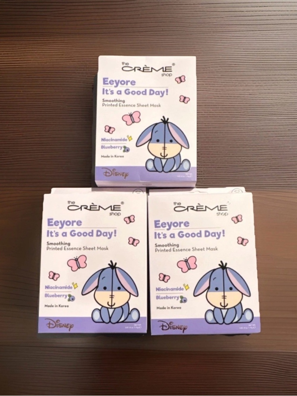 The Crème Shop Disney Eeyore "It's a Good Day!" Blue Sheet Mask 3 boxes of 3